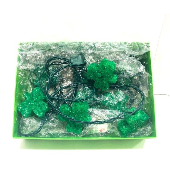 VTG St Patrick's Day Irish Shamrock String Light 10 Lights 11 Ft Works Party Bar - Picture 3 of 7